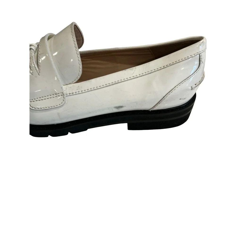 Stuart Weitzman Mila Lift White Loafers Sz 11.5 New Black Sole Platform - Picture 7 of 10